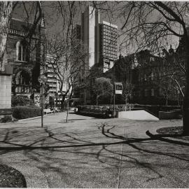 Sydney Square with St Andrews Cathedral and Sydney Town Hall, George Street Sydney, circa 1977