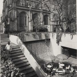 St Andrews Cathedral and water feature, Sydney, circa 1977