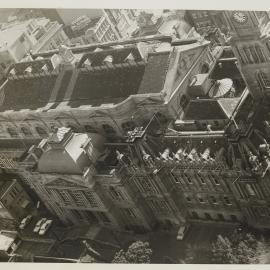 Aerial view of Sydney Town Hall, George Street Sydney, circa 1973