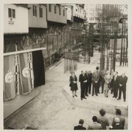 Officials at unveiling of foundation stone, Town Hall House, Kent Street Sydney, 1973