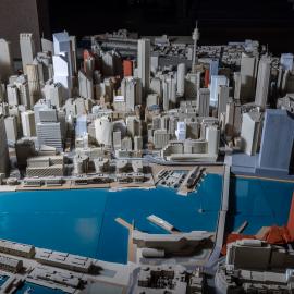 A portion of the city model looking east over Darling Harbour Sydney, 2023