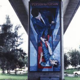 Person to Person no. 1, Woolloomooloo Mural, Eastern Suburbs Railway pylon Woolloomooloo, 1984