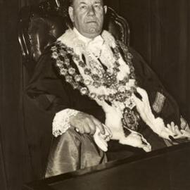 Print - Lord Mayor Ernest O'Dea in his office in Sydney Town Hall George Street, circa 1948-1952