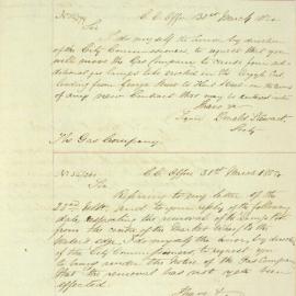 Letter - Request for erection of gas lamps in Argyle Cut, 1854