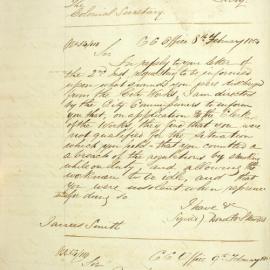 Letter - Building Surveyor's report on encroachment by Commercial Banking Company, 1854