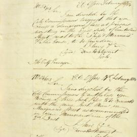 Letter - Authorisation for connection to main in Macquarie Street, 1854