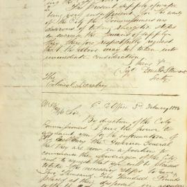 Letter - Request for allotment of funds for cost of sewerage, 1854