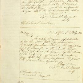 Letter - Response to application for continuation of street from Devonshire to Bourke, 1854