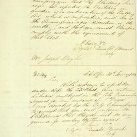 Letter - Supply of list of persons neglectiing to pay building fees, 1854