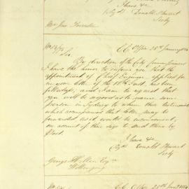 Letter - Request for plans of streets to be surveyed and levelled, 1854