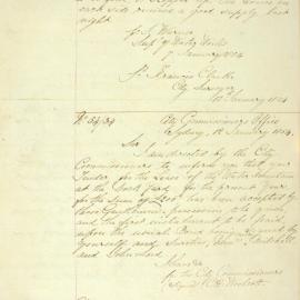 Letter - Approval for lease of water fountain at Dock Yard, 1854