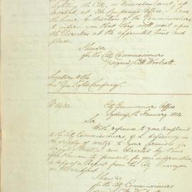 Letter - Request for report on defective water supply at Argyle Street premises, 1854