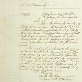 Letter - Request for weekly report from City Surveyor, 1854