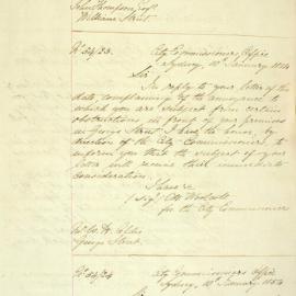 Letter - Information request of erection of stone arch over Tank Stream , 1854