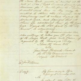 Letter - Dangerous wall at Elizabeth Street premises to be considered, 1854