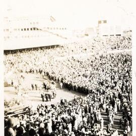 Crowds for the royal visit of Queen Elizabeth II, Sydney Cricket Ground, Driver Avenue Moore Park, 1954