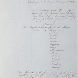 Minutes of Council - Meeting no. 0705, 12 Aug 1879 [Municipal Council of Sydney]