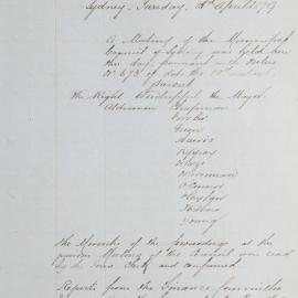 Minutes of Council - Meeting no. 0696, 15 Apr 1879 [Municipal Council of Sydney]