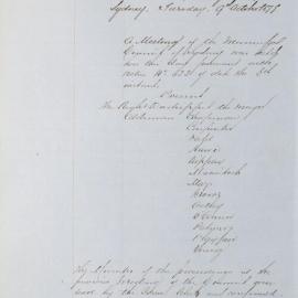 Minutes of Council - Meeting no. 0653, 09 Oct 1877 [Municipal Council of Sydney]