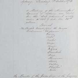 Minutes of Council - Meeting no. 0626, 03 Oct 1876 [Municipal Council of Sydney]