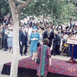 Queen Elizabeth II with Lord Mayor Frank Sartor, Sesquicentenary, Sydney Square, 1992