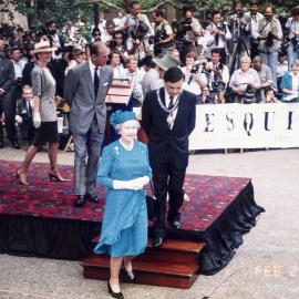 Queen Elizabeth II with Lord Mayor Frank Sartor, Sesquicentenary, Sydney Square, 1992