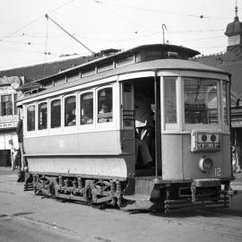 Site Fence Image - Tram on King Street at Newtown Railway Station, 1957