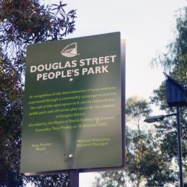 South Sydney Council sign for Douglas Street Peoples Park, Douglas Street Redfern, 2003-2004