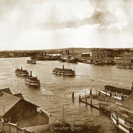 View across Sydney Cove from Circular Quay West Sydney, circa 1910