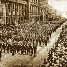 Cadets marching along George Street Sydney, circa 1910