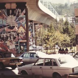 Woolloomooloo murals, Eastern Suburbs Railway pylons Woolloomooloo, 1982