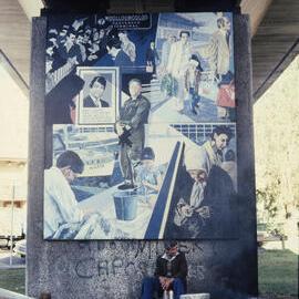 Passing Through Customs, Woolloomooloo Mural, Eastern Suburbs Railway pylon Woolloomooloo, 1982