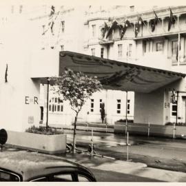 Street decorations for royal visit of Queen Elizabeth II, Macquarie Street Sydney, 1954