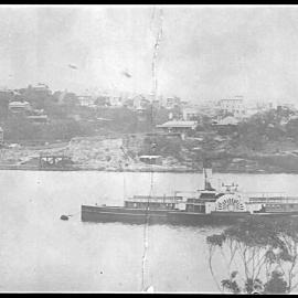 Manly paddle steamer Brightside moored in Neutral Bay, before 1887