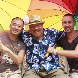 Edward, Leif and boyfriend, Victoria Park, Mardi Gras Fair Day, 2011
