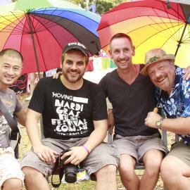 Edward, Giovanni, Leif and boyfriend, Victoria Park, Mardi Gras Fair Day, 2011