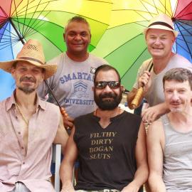 Tim Bishop, Graeme, Warrick, Mitch and friend, Victoria Park, Mardi Gras Fair Day, 2011