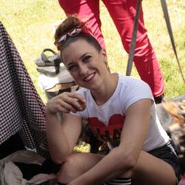 Lillian Starr behind the counter, Victoria Park, Mardi Gras Fair Day, 2012