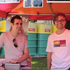 Labor supporters at the Labor Stall, Victoria Park, Mardi Gras Fair Day, 2012