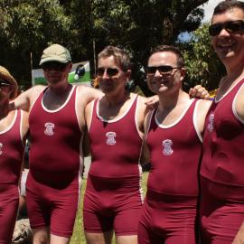 Dragon Boat members in uniform, Victoria Park, Mardi Gras Fair Day, 2012