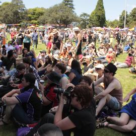 Watching the main stage, Victoria Park, Mardi Gras Fair Day, 2012