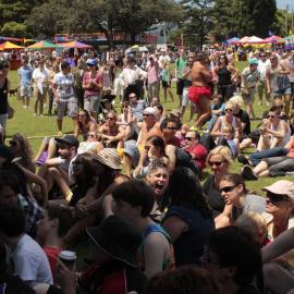 Crowds enjoying all the shows, Victoria Park, Mardi Gras Fair Day, 2012