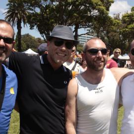 Four friends in sunnies, Victoria Park, Mardi Gras Fair Day, 2012