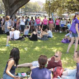 Relaxed crowds at Victoria Park, Mardi Gras Fair Day, 2012
