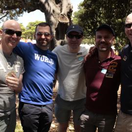 Men who wear A&F polo shirts, Victoria Park, Mardi Gras Fair Day, 2012
