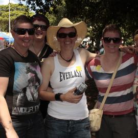 T-shirts and hats for most lesbians, Victoria Park, Mardi Gras Fair Day, 2012