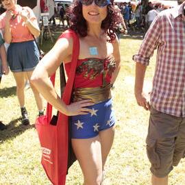 Wonderwoman in the field, Victoria Park, Mardi Gras Fair Day, 2012
