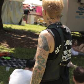 Some fantastic tattoos on display, Victoria Park, Mardi Gras Fair Day, 2012