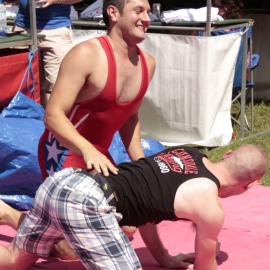 Wrestling in public, Victoria Park, Mardi Gras Fair Day, 2012