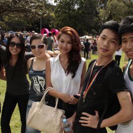 Happy Asian friends, Victoria Park, Mardi Gras Fair Day, 2012
